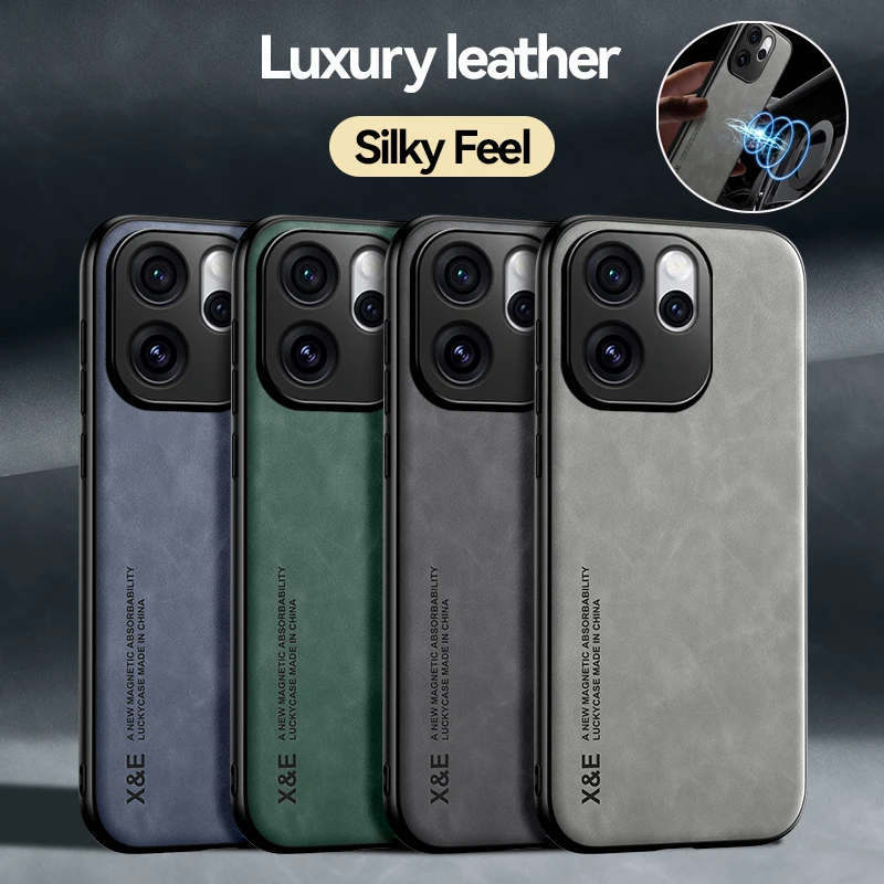 EUCAGR PU-Leder Magnetische Rückseiten-Hülle für OPPO Reno 15 Pro Reno15Pro Mit Metallplatte Handyhülle für OPPO Reno 15C/Reno 15F