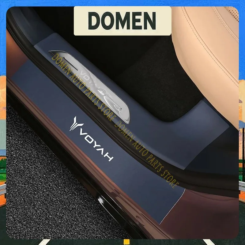 DOMEN For DONGFENG Voyah Free 318 2025 Car Interior Door Welcome Threshold PU Leather Cover Stickers Auto Modified Styling Acces