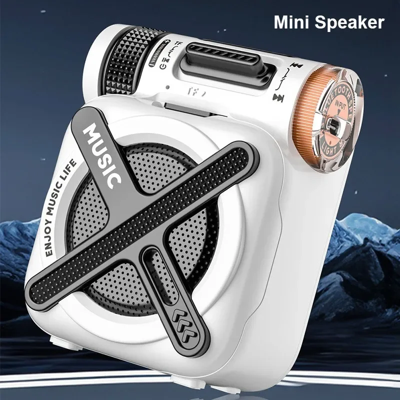 

Creative Bluetooth5.4 Portable Subwoofer Speaker Mini TF Card Outdoor Camping Column Wireless Small Steel Gun Creative Gift