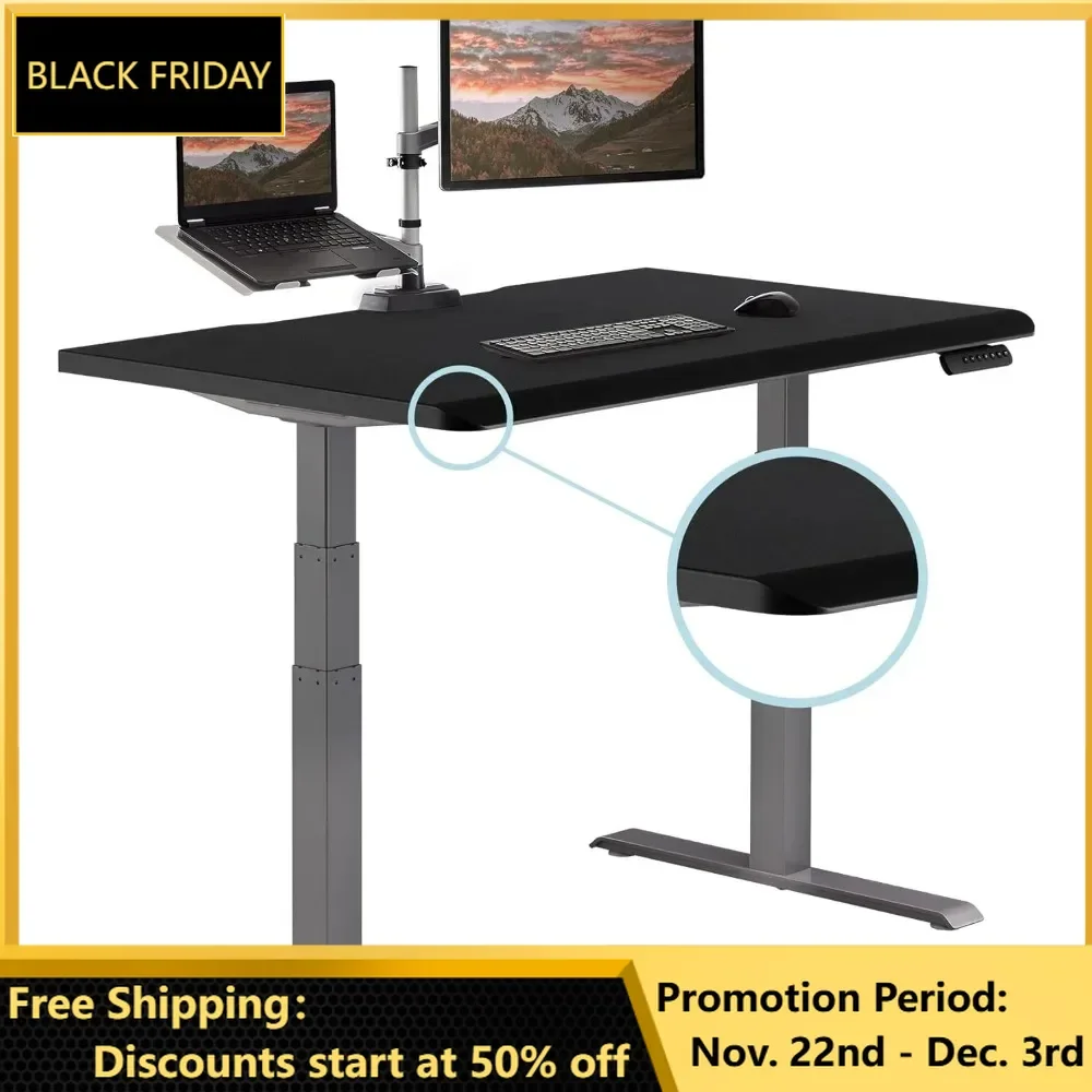 Electric Height Adjustable Standing Desk, 48x30 Desk Sit-Stand Desk, Sloped Ergonomic Front Edge, Stable T-Style Legs, Desks