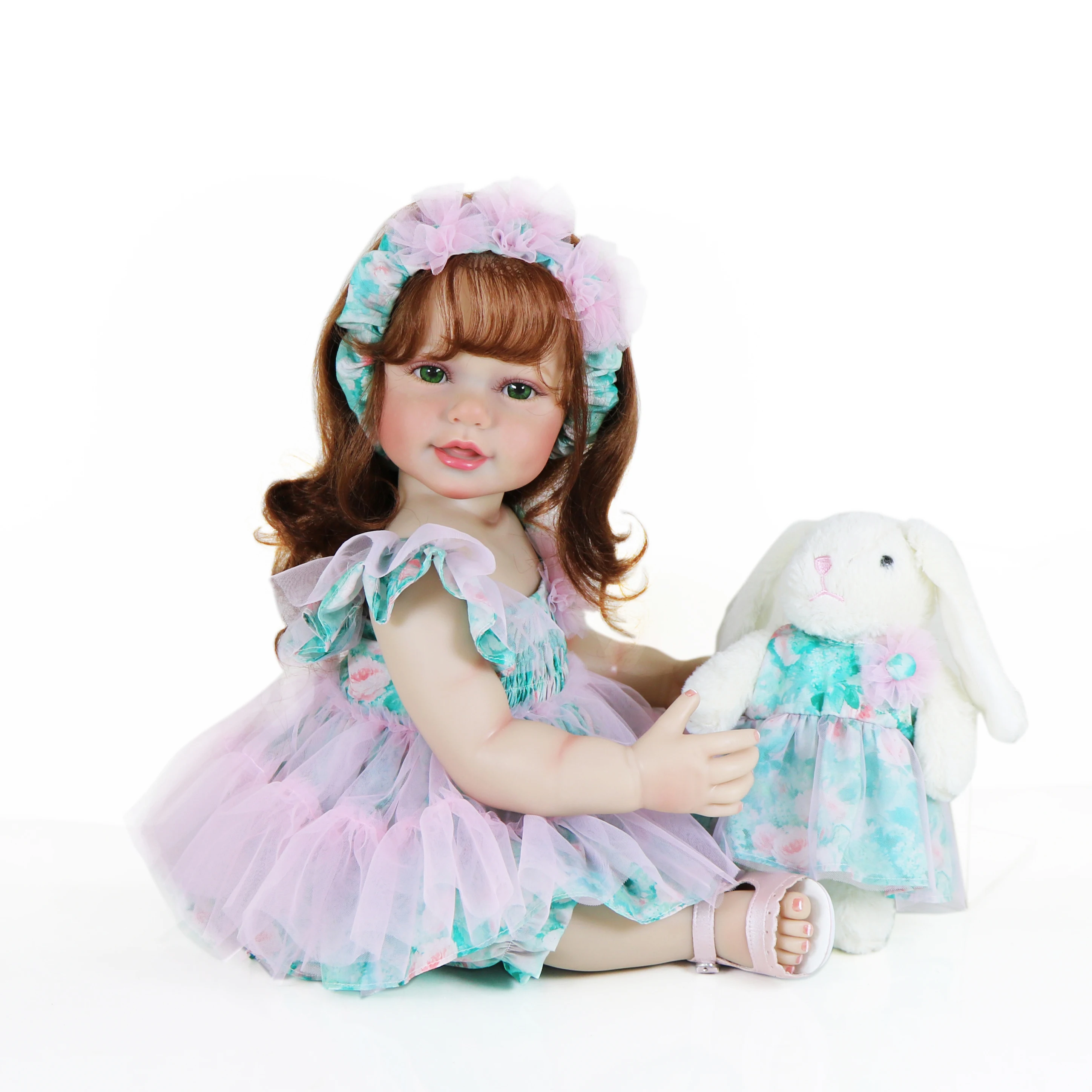 

Reborn Toddler Girl Doll -22 inch Garden Play Baby with 3D Painted Skin on full vinyl with Rooted hair Christmas Gift