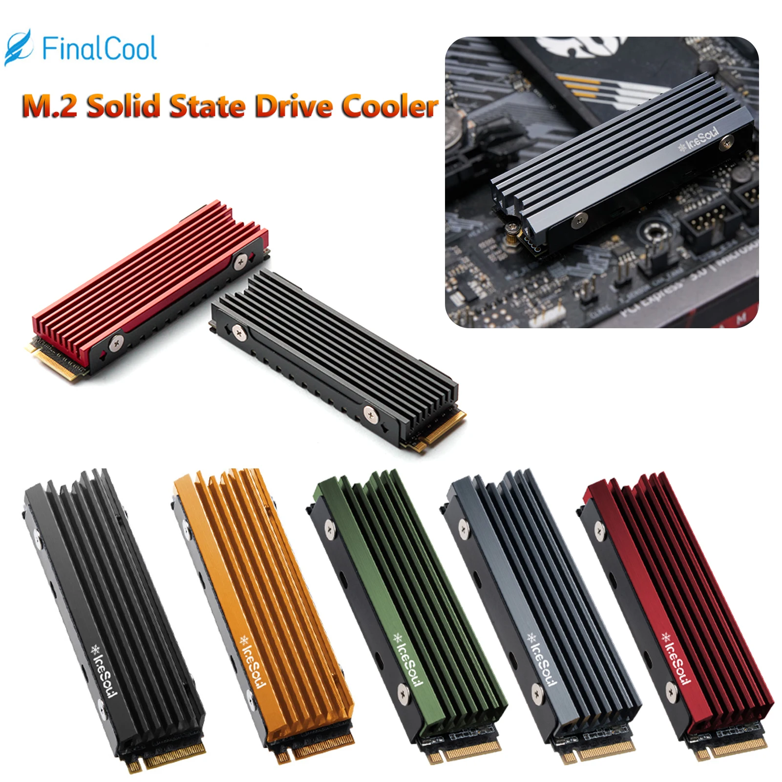 M.2 2280 SSD Heatsink Cooler M2 NVME NGFF SSD Solid-state Drive Heat Sink Aluminum Radiator with Silicone Thermal Pad for PC PS5