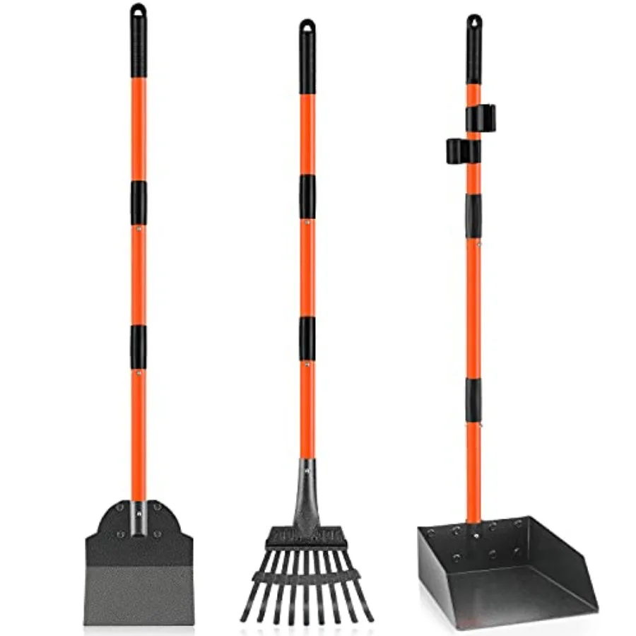

Совок для уборки за собаками Pooper Scooper с отсоединяемой длинной ручкой, прочный металлический совок-гребенка, долговечный, для крупных, средних и мелких пород.