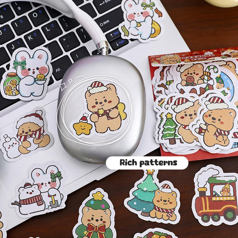 50 แผ่นการ์ตูนน่ารักสติกเกอร์ตกแต่งคริสต์มาสความงามเครื่องเขียนไดอารี่สติ๊กเกอร์ตกแต่งโรงเรียนของขวัญ