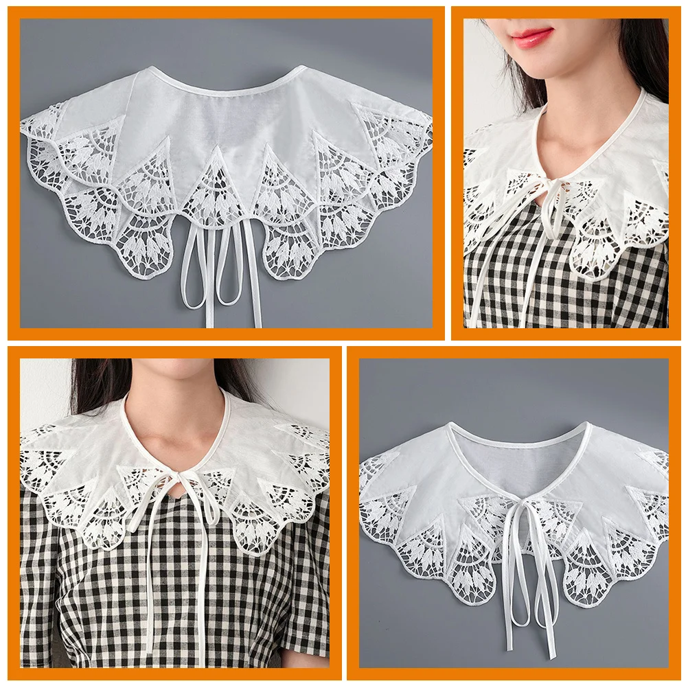 شال للحماية من الشمس من الشيفون بياقة مزيفة قابلة للفصل، بلوزة عصرية خفيفة الوزن قابلة للتنفس ومتعددة الاستخدامات #1