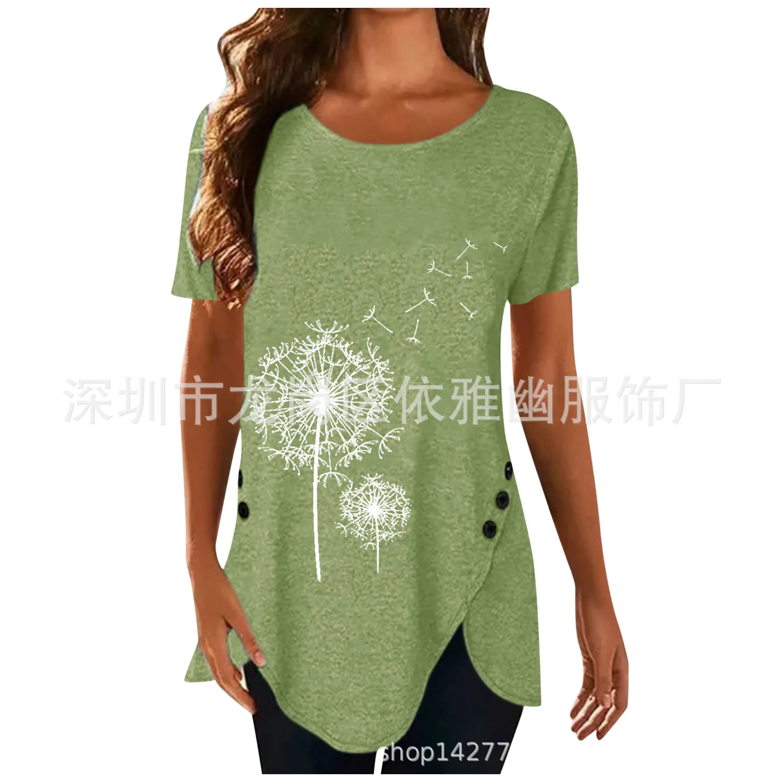 Woman's Tshirts Superior Quality spring/summer Dandelion Printing Short Sleeve Ladies Top t-shirt Dropshipping YYYdr4362