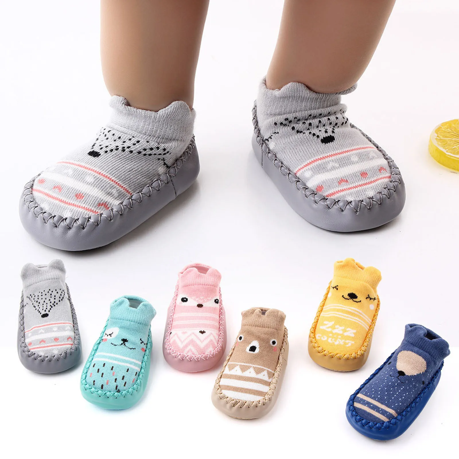 Baby Socks Slippers with Rubber Soles Girl Boy Infant Newborn Children Floor Socks Shoes Anti Slip Soft Sole Toddlers Indoor
