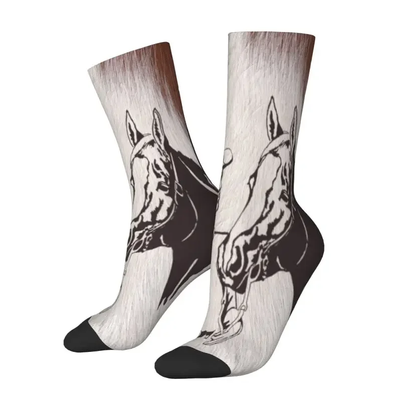 Cool Horse Cowgirl Western Cowhide Cow Hair Socks Women Men Warm 3D Printing Animal Texture Sports Football Crew Socks