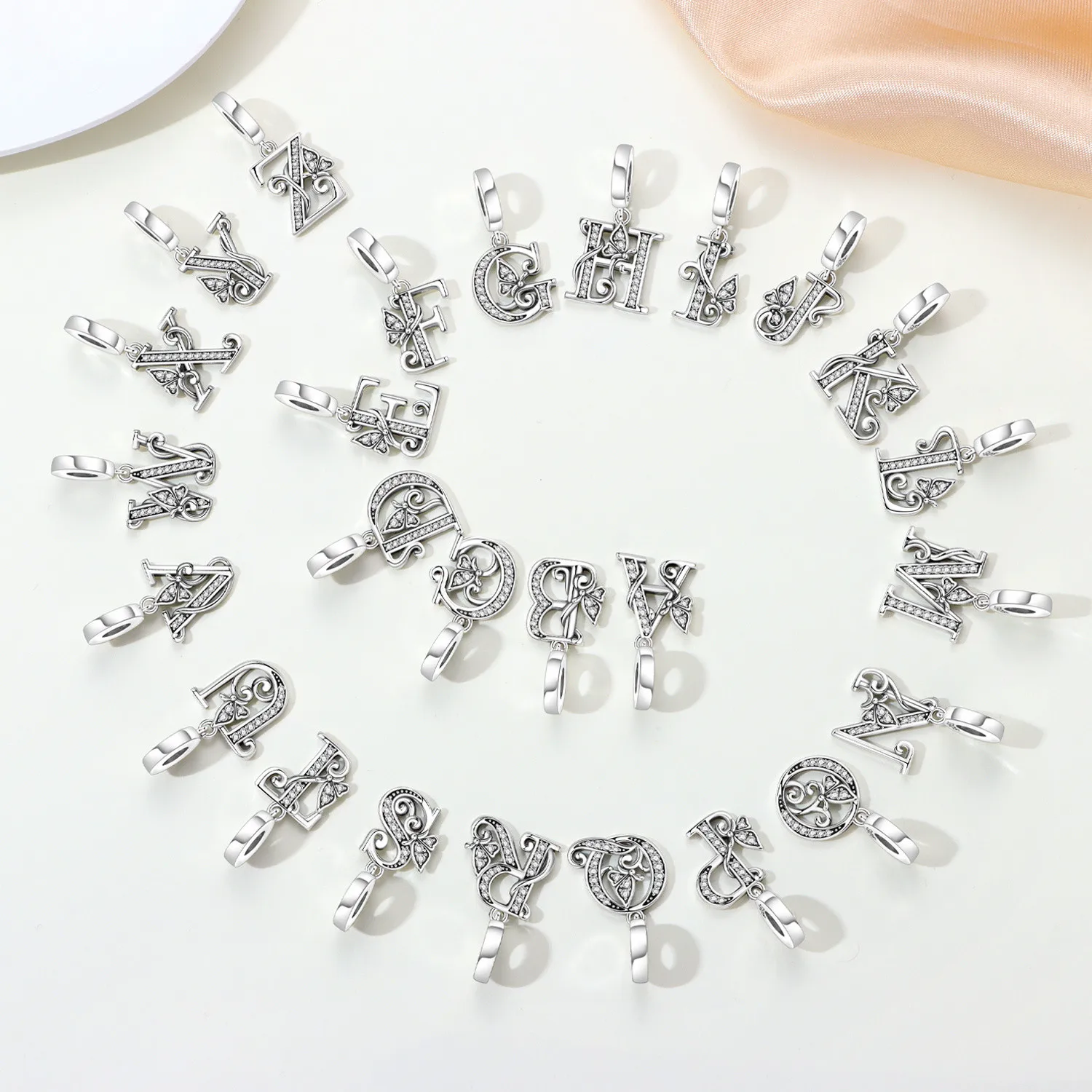 New Original S925 Sterling Silver Butterfly A-Z Combination Letter Bead Pendant Fine Ladies Gifts Bracelet Necklace DIY Jewelry