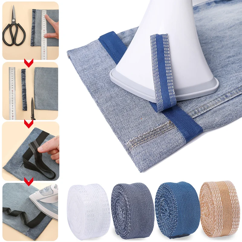 5/10M Self-Adhesive Pants Paste Edge To Repair Jean Clothing Jean Pants By Iron-on Suit Pants Can Shorten Length Sewing Fabric