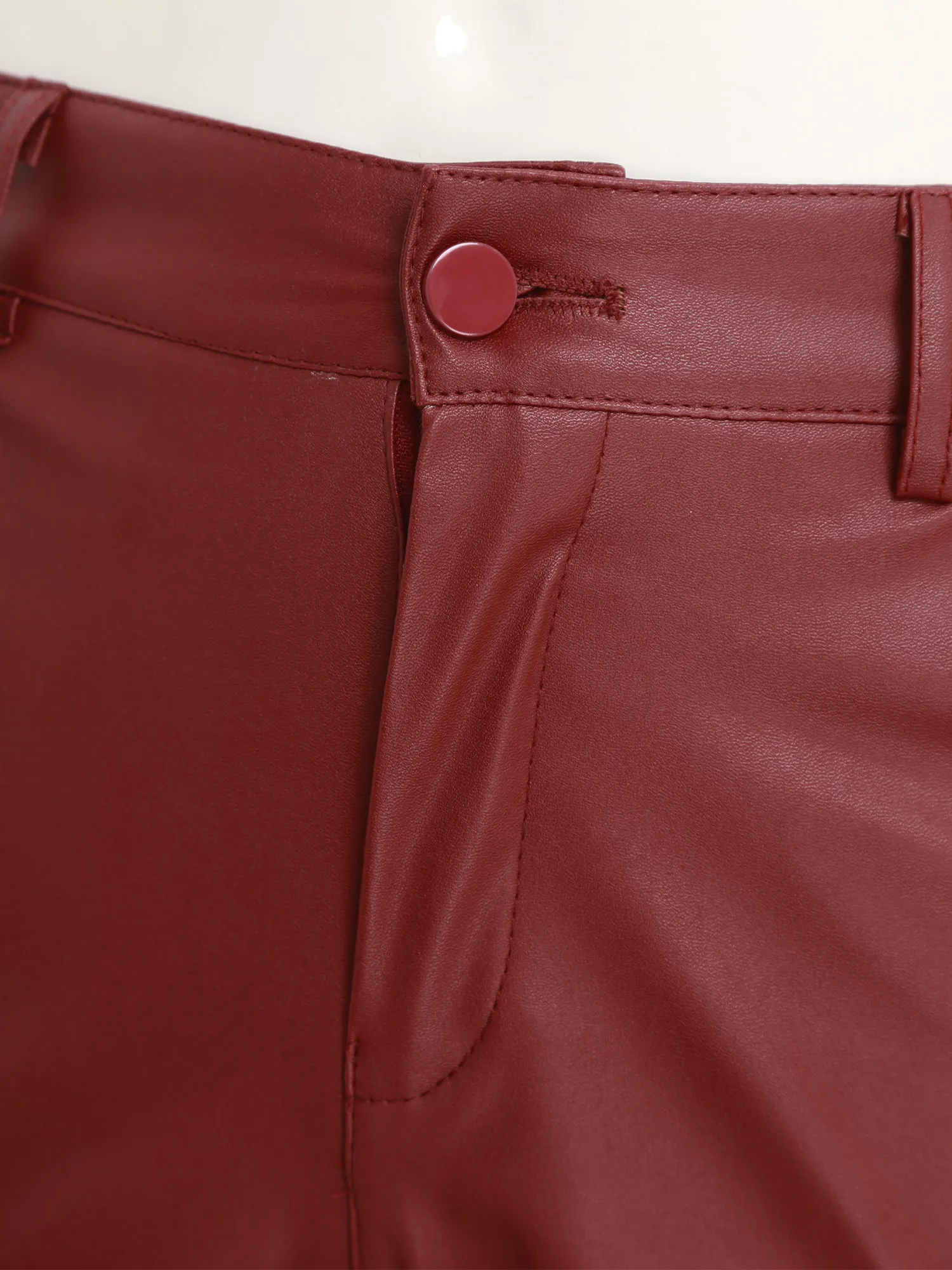 Mens PU Leather Motorcycle Biker Shorts Flap Pockets Walking Short Cargo Pants Gothic Shorts Punk Rock Party Raves Clubwear