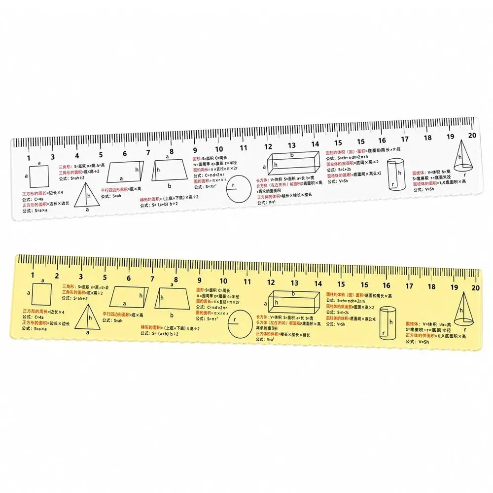 Plastic Mathematical Formula Ruler Lightweight Transparent Straightedge Ruler Printed Formula Easy to Read Measuring Tool