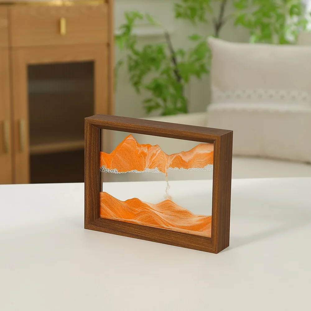 

Wooden Frame Sandscape Moving Sand Art Picture Quicksand 3D Liquid Hourglass Craft Flowing Sand Painting Office Home Decor Gifts