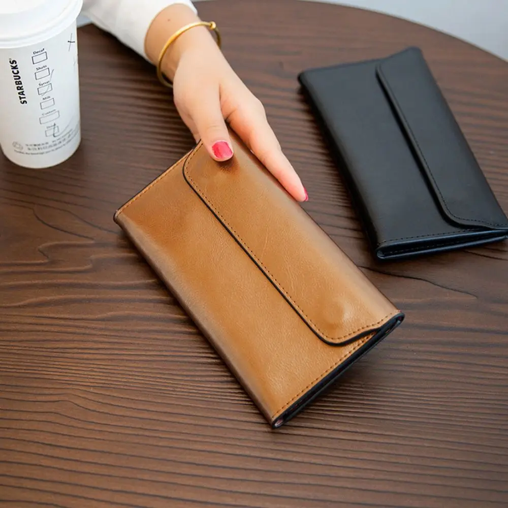 Genuine Leather Envelope Wallets Korean Style Portable Women Long Clutch Bag Coin Purse Multifunctional Change Bag Outdoor
