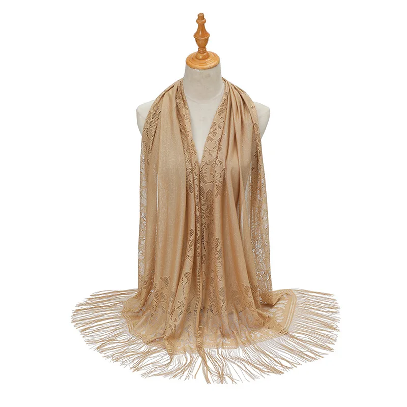 Scarf Cover with High-end Feel New Solid Color Lace Hollow Tassel Scarf for Women in Summer Women's Long Scarf Shawl