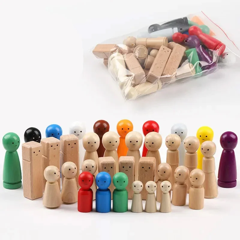 

35 шт. новые красочные нарисованные глаза деревянные фигурки украшения для кукольных кукол ручная роспись куклы