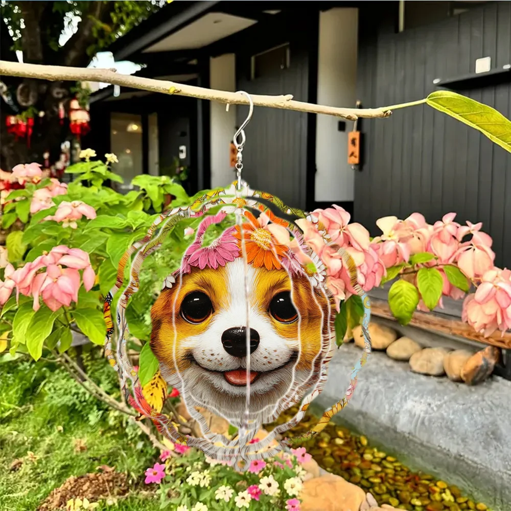 1pc Large Metal Fox Wind Chime with 3D Rotating Blades - Outdoor/Indoor Hanging Wind- Bird Deterrent Suitable for Garden, Patio