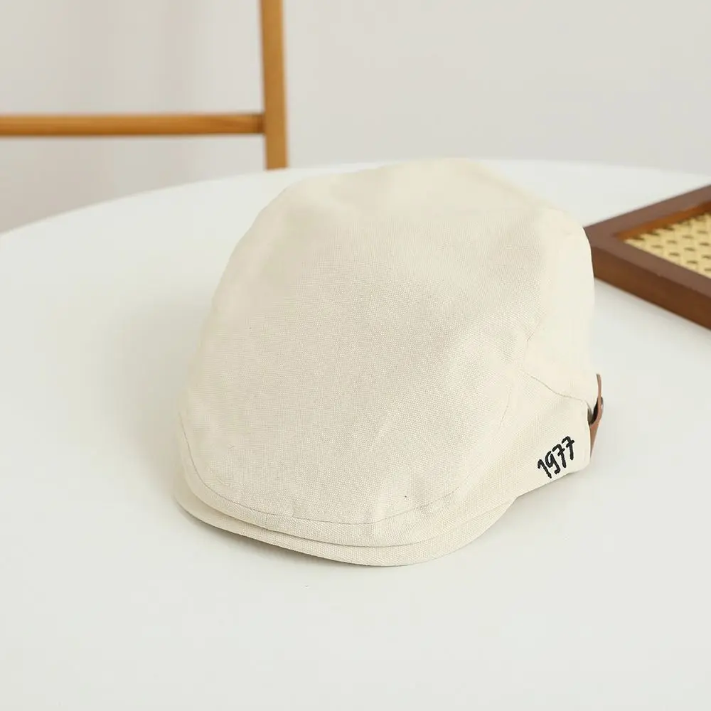 Fashion Sun Protection Retro Embroidery Hat Sunscreen Rough Edge Newsboy Cap Adjustable Korean Style Outdoor