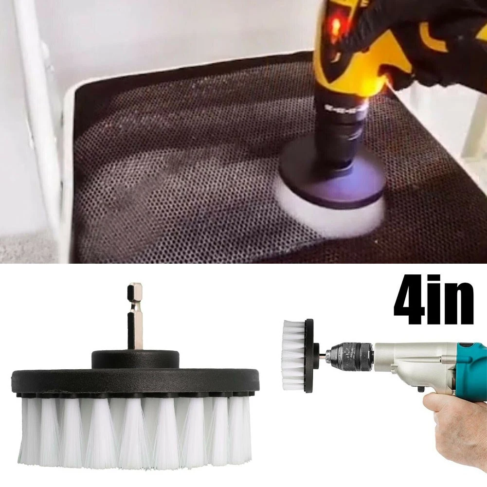 4 Inch White Soft Brush Attachment For Cleaning Carpet Leather Carpet Glass Car Tires Electric Round Cleaning Brush New