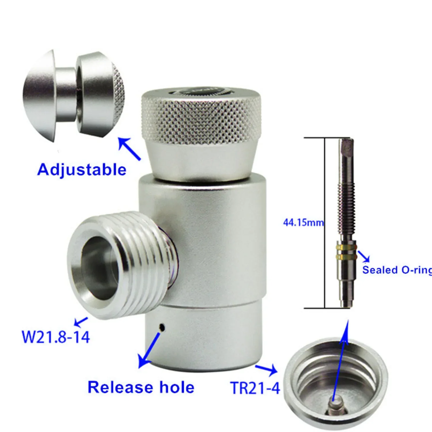 Filling Refill Adapter Metal Connector W21.8-14ToTR21-4 For Soda-Maker Cylinder Tank Gas Homebrew Regulator Barware Part