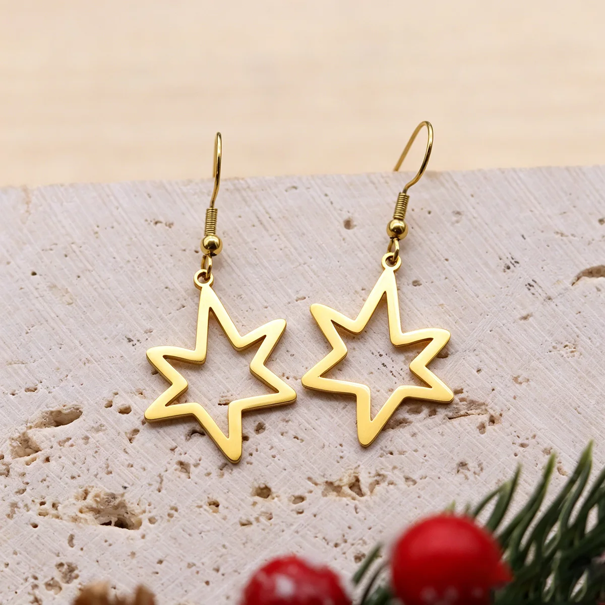 QIAMNI Stainless Steel Hexagram Drop Earrings For Women Men Mystic Star Piercing Dangle Earring Inspired Jewelry Birthday Gifts