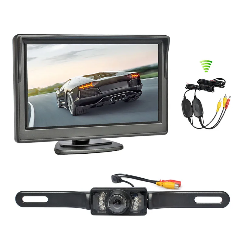 SMALUCK Беспроводной 5-дюймовый резервный автомобильный монитор ИК-камера ночного видения заднего вида Автомобильный фургон Грузовик Система безопасности парковки