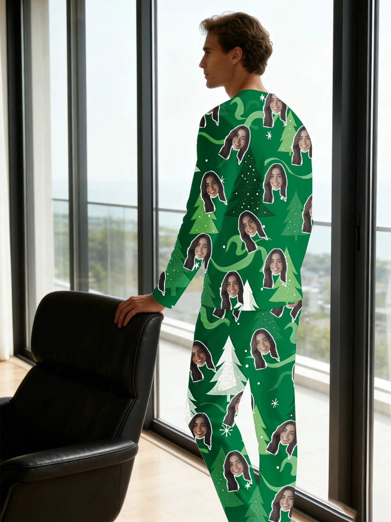 Customized photo pajamas set, personalized facial pattern pajamas, suitable for her or his fun gifts