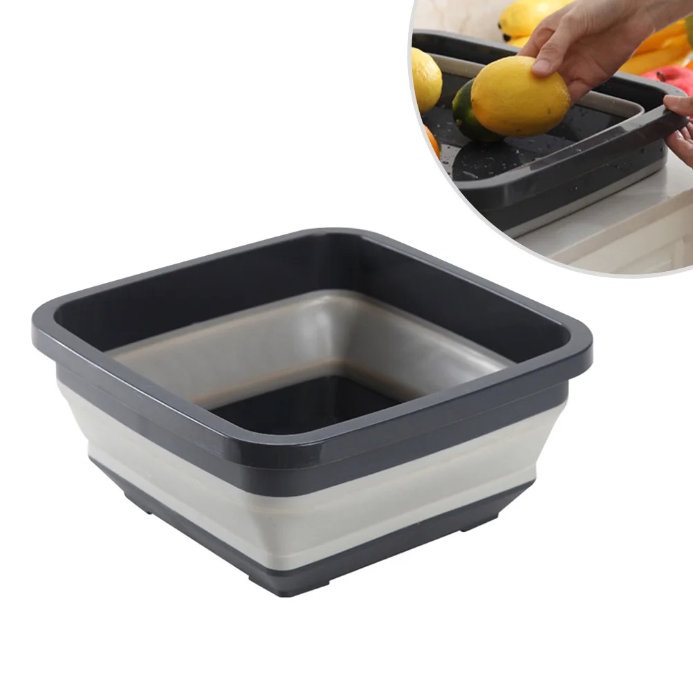 

Folding Washbasin Retractable Household Collapsible Portable Dishpan For Travel Outdoor Non-Slip Bottom Grid Design Easy Carry