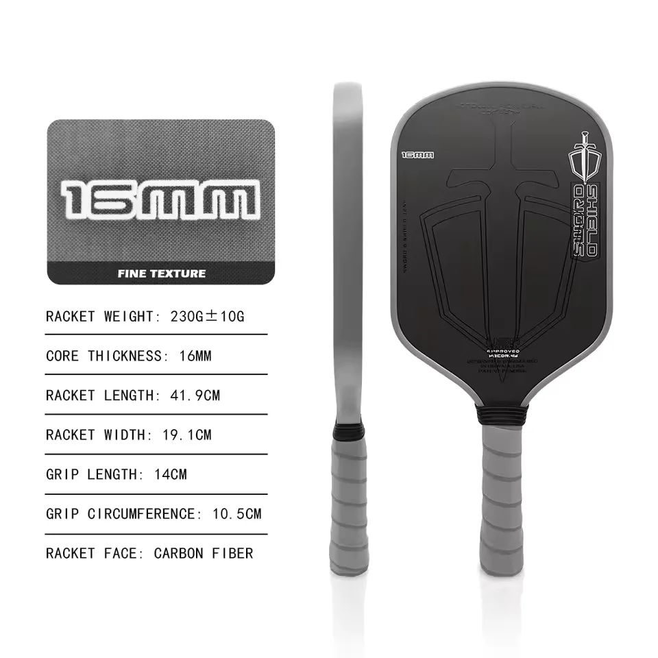 Top Quality Sword & Shield J2NF Gen5 Pro Pickleball Paddle, 16mm Thickness Multi-Density Full Foam Core, Hot Press Molding Techn