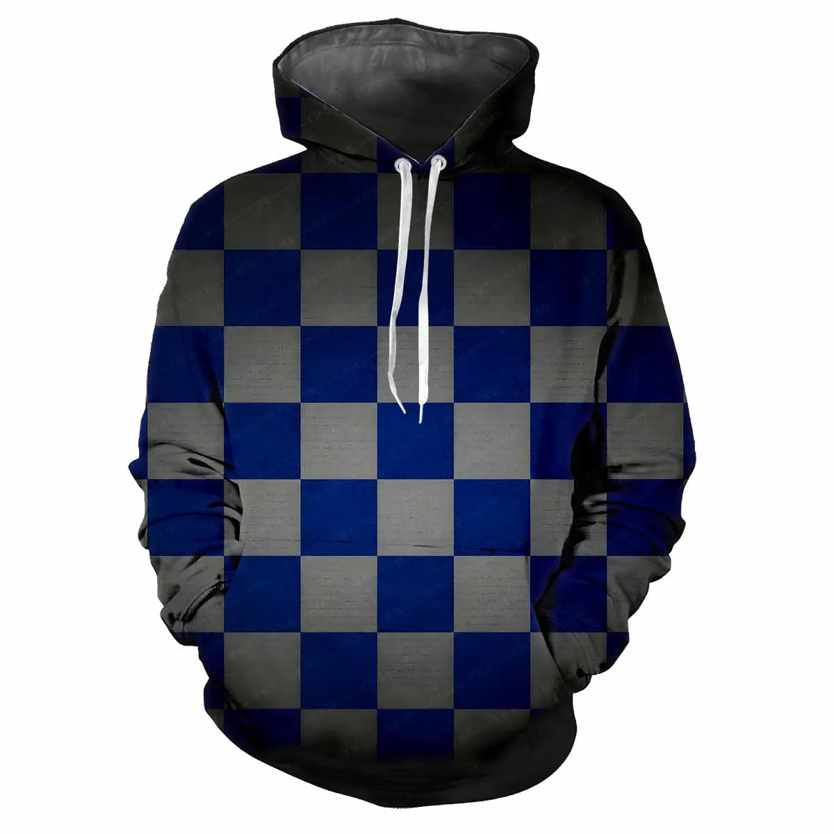 Trendy men's Hoodie Printed  Tartan Patterns Digital Printing Casual Long Sleeved Hooded Thick Fabric Tops