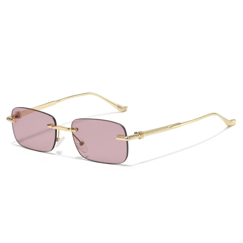 Hot Popular Rectangel Sunglasses Men Rimless Business Formal UV400 Sun Glasses FIne Craft Temple Framless Male Shades
