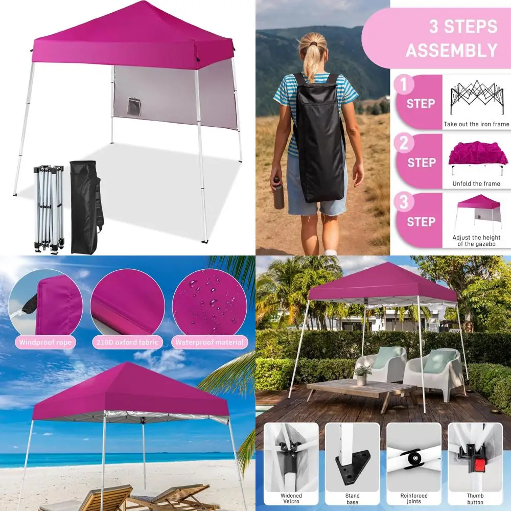 

Waterproof UV-Protected Instant Pop-Up Canopy Tent 6x6, Commercial Grade Gazebo with Slanted Legs, Outdoor Shelter for Events