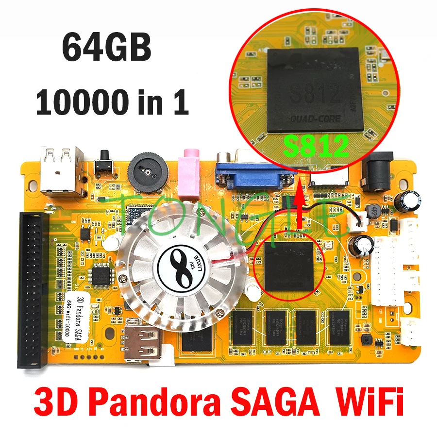 3D Pandora Saga Wifi 64G 10000 EM 1, versão familiar / tabuleiro de caixa de jogo de arcade com CPU S812