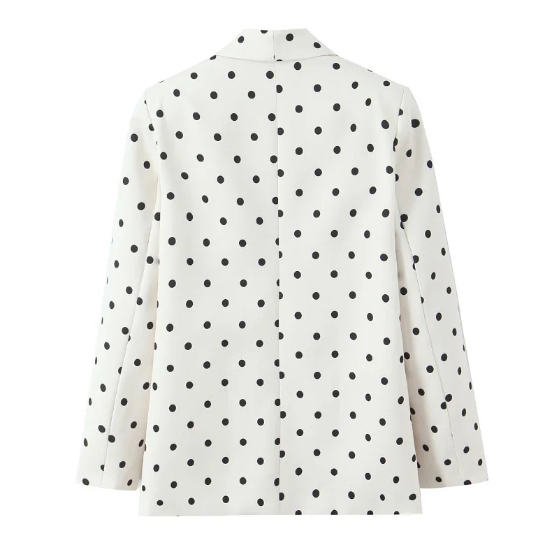 New Spring Cross-border Women's Wear European and American Fashion Simple and Elegant Polka Dot Buttonless Suit Jacket Fashion