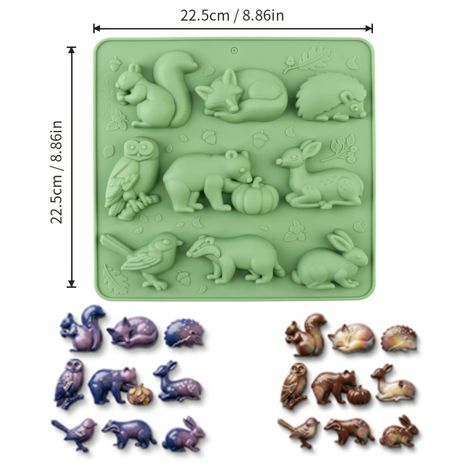 Tiermotiv-Silikon-Backformen, antihaftbeschichtet und leicht zu entformen, lebensmittelechtes Silikon, können zum Herstellen von Schokolade, Süßigkeiten, Kuchendekorationen in Form von Kaninchen, Eichhörnchen, Rehköpfe – Detail 2