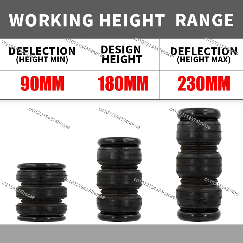 2pcs Air Ride Suspension Shock Absorber Airspring Bellow Rubber Airspring Air Ride Shock Absorber with 90° Air Inlet For Truck view 4
