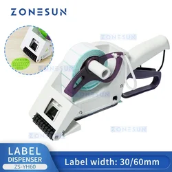 ZONESUN-Distributeur d'autocollants à surface plate incurvée, étiqueteuse manuelle, applicateur d'étiquettes, bouteille, étiqueteuse d'étiquettes de prix, YH60