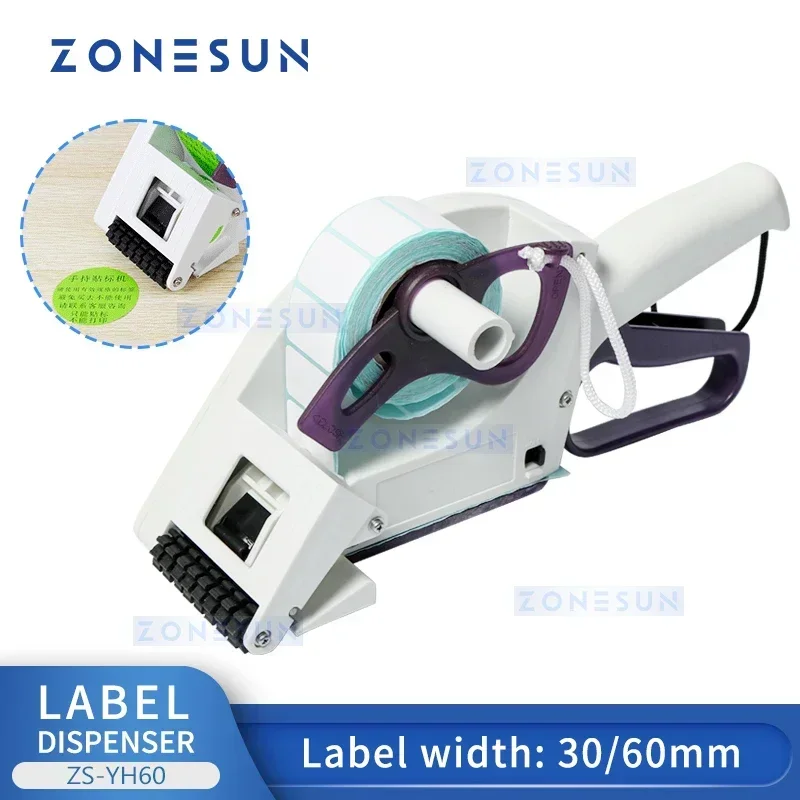 ZONESUN sticker Dispenser Manual Flat Curved Surface Labeling Machine Label Applicator bottle Price Tag Labeler YH60