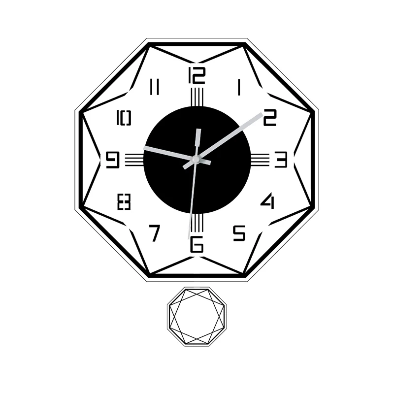 Acrylic creative rocking wall clock mute wall clock without ticking living room bedroom room decoration clock birthday gift.
