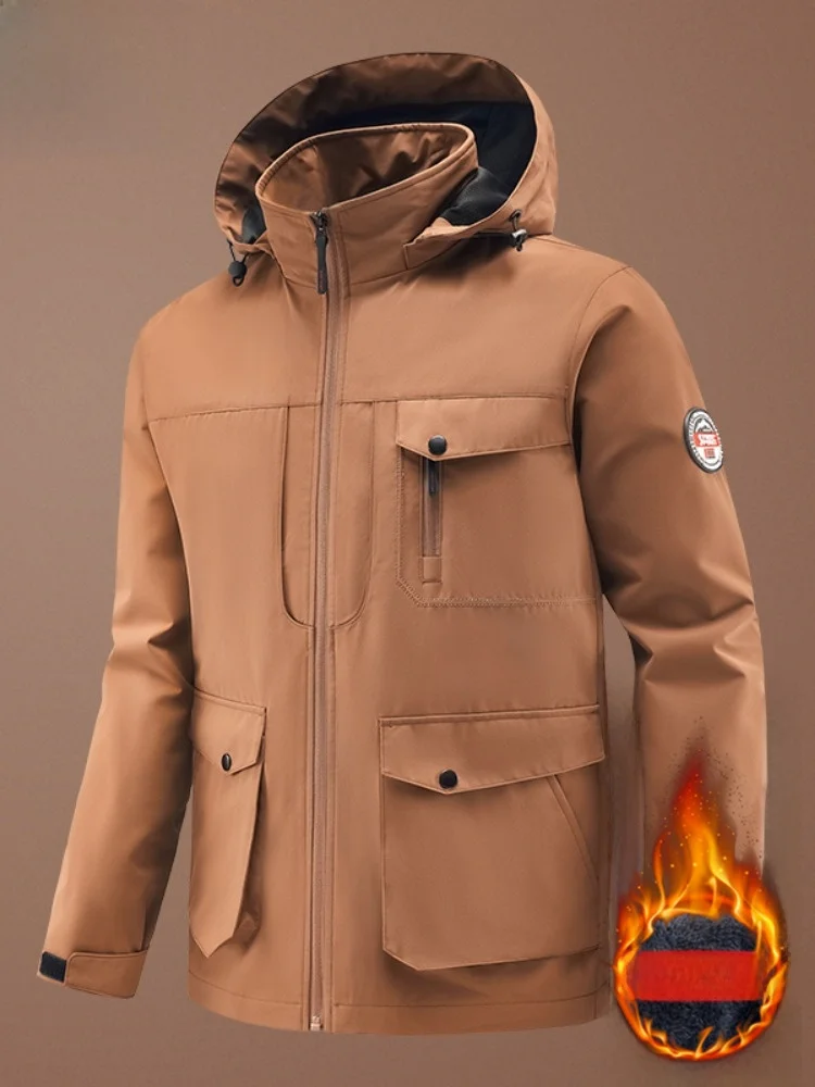 

Мужское джато Paul Thiened Fce на подкладке, повседневное уличное ветрозащитное водонепроницаемое теплое тактическое пальто с капюшоном, подставка для одежды