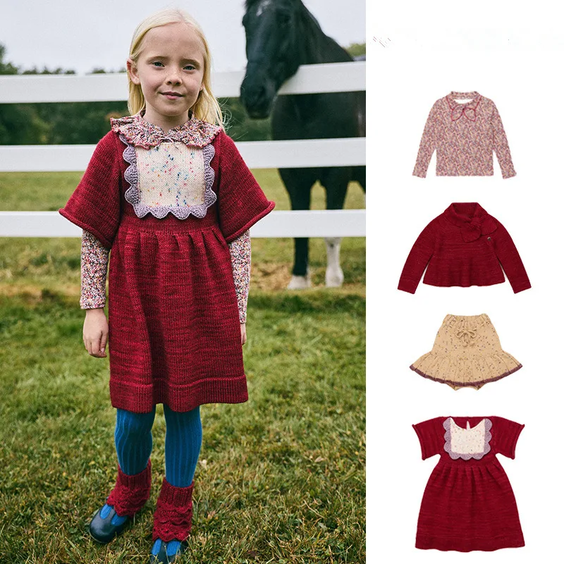 Children's Girl boy knitted sweater Skirt knitted dress Hooded shawl Knitted scarf Misha  New Knitted dress Autumn Winter