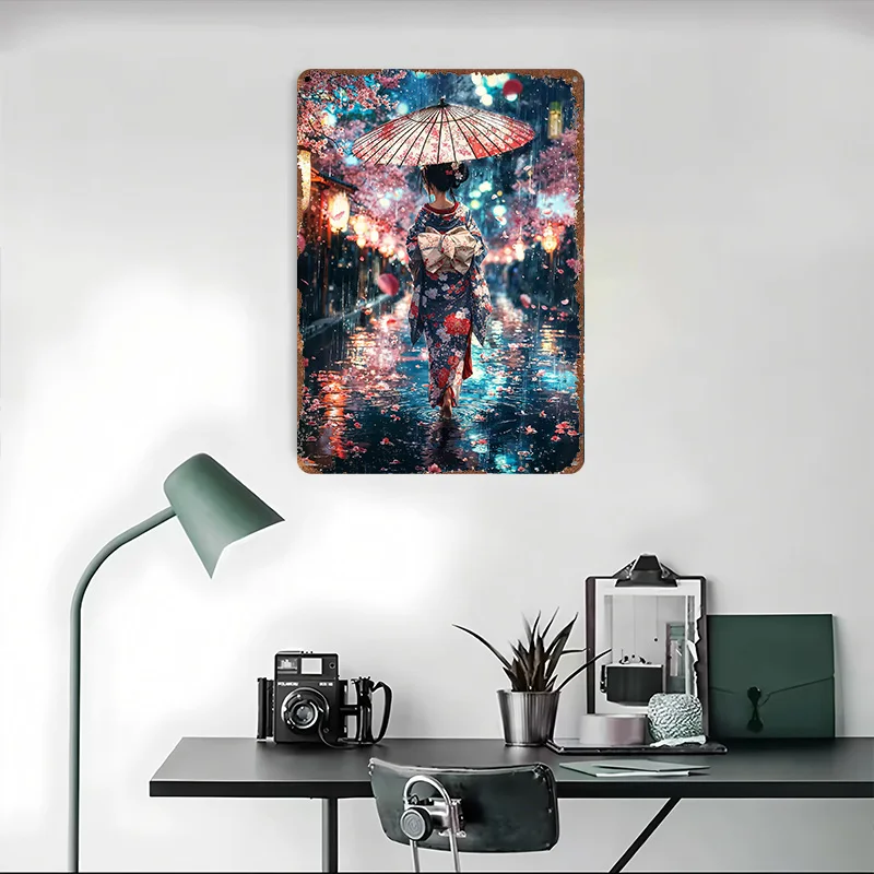 من خلال المطر، ملصق معدني لتزيين الغرفة، علامات قصدير معدنية قابلة للتخصيص لتزيين جدران الفن القديم #4