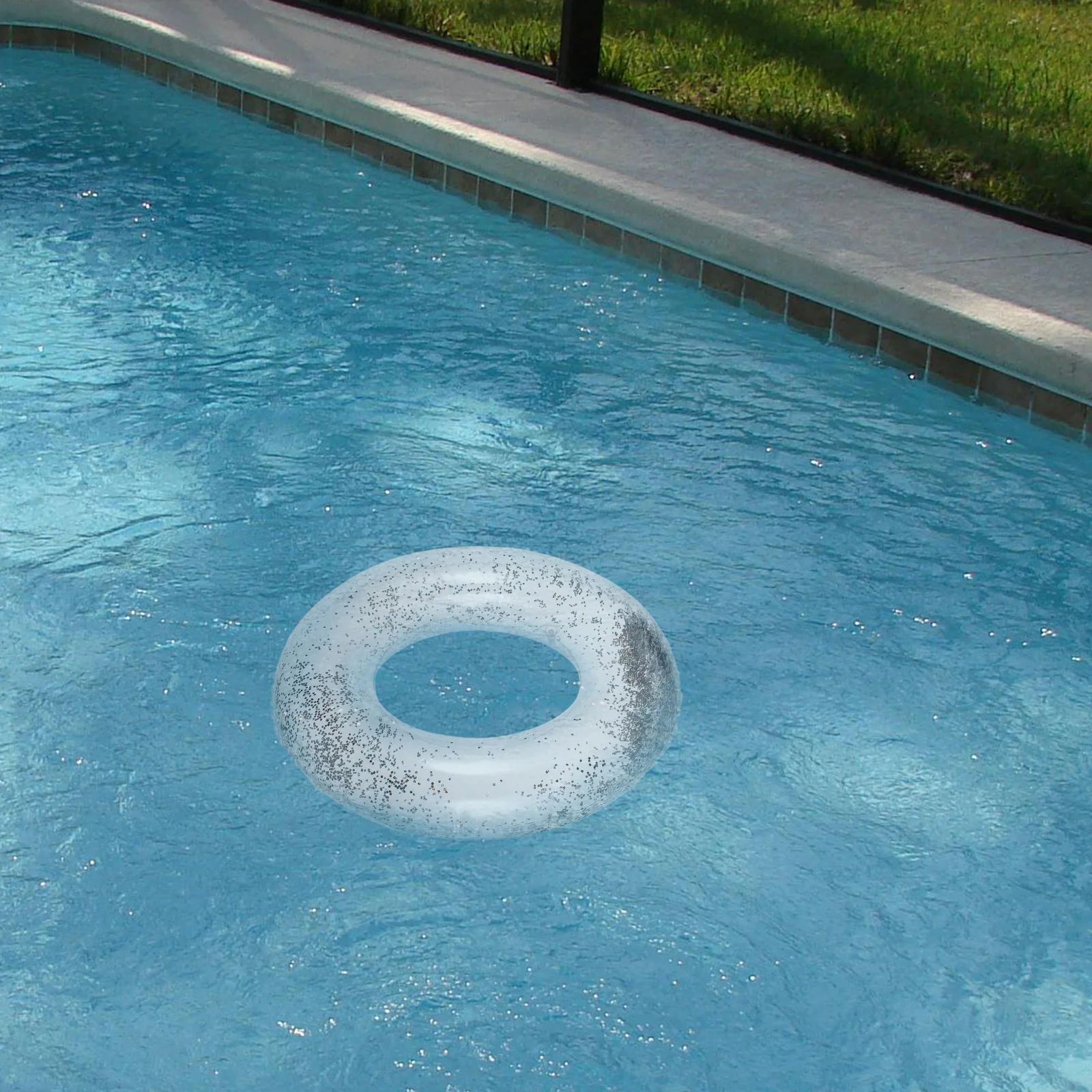 

Colorful Swimming Ring Thickened Pvc Shining Sequins Inflatable Pool Float For Water Party Accessory Transparent Swim Ring