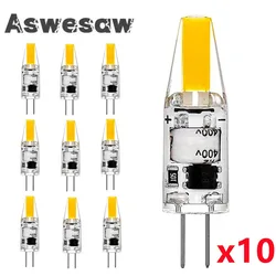 Super brilhante G4 LED COB lâmpada, luzes de vela, substituir halogênio, candelabro, holofote, 6W, CA, DC, 12V, 220V, 30W, 40W, 10 pcs