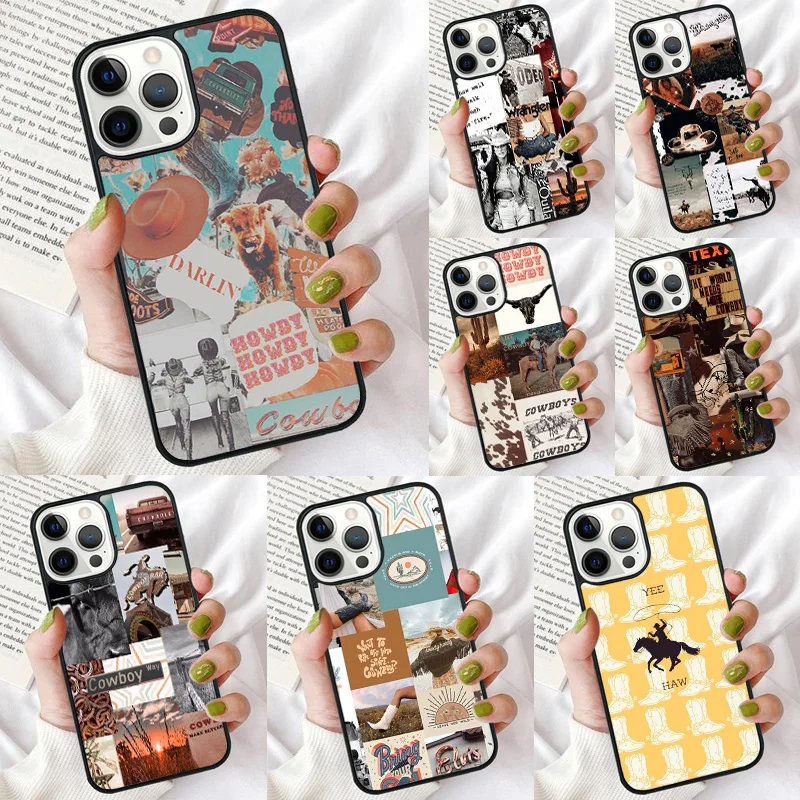 Cowboy Cowgirl Howdy Western Ranch Boho Phone Case for iPhone 16 15 14 12 13 mini PLUS X XS XR 11 PRO MAX Back Cover