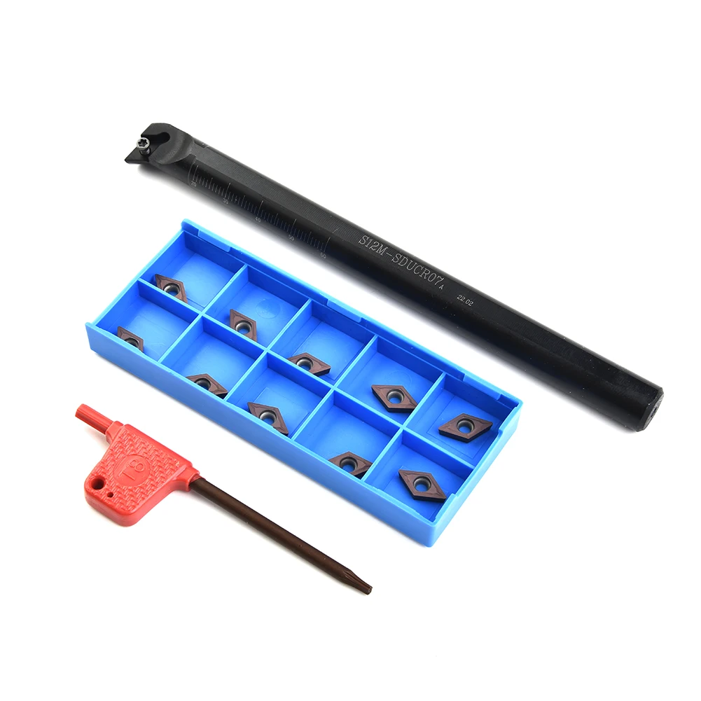 

Boring Turning Bar Tool Holder + DCMT0702 Insert T8 Wrench Part Practical Replaces S12M-SDUCR07 12mm Lathe Sale