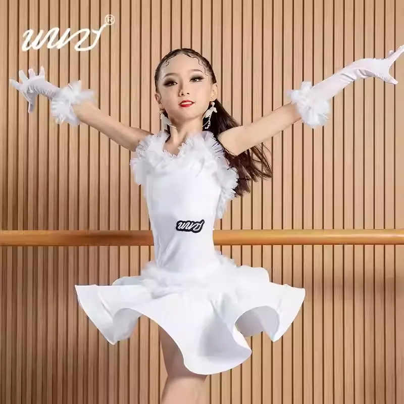 زي الرقص اللاتيني للفتيات، بدلة ممارسة راقية للأطفال، زي أداء للأطفال، ملابس الرقص، جديد، 2020