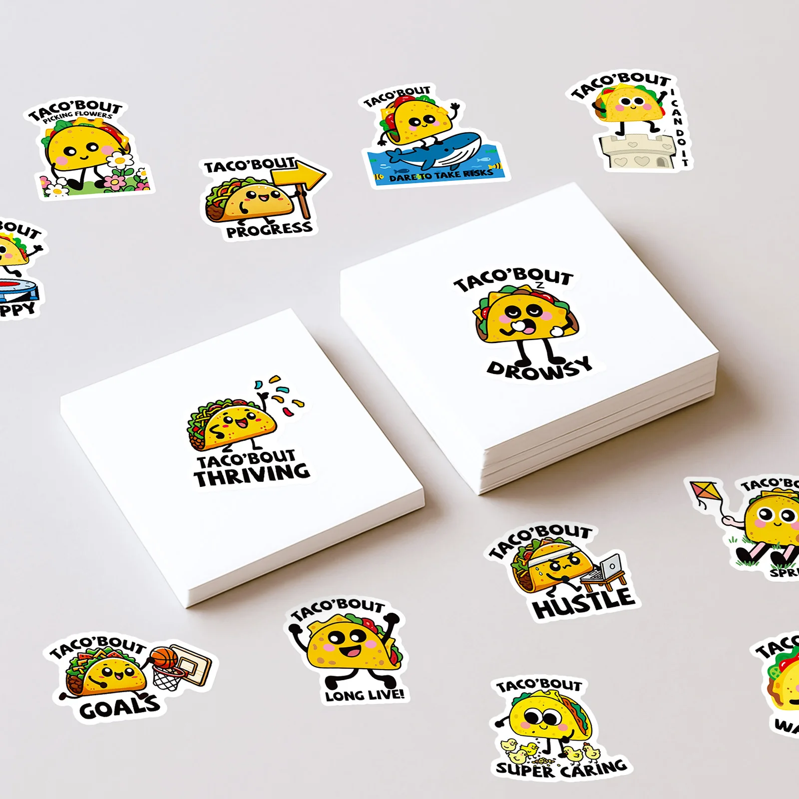 56 個のかわいいテキストステッカー、クリエイティブな漫画の食べ物/動物の装飾防水ステーショナリーステッカー