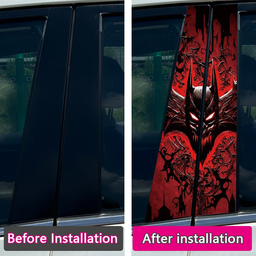 أنيمي بوي العنكبوت الخفافيش ملصقات السيارات السيارات B-عمود سيارة مركز العمود الديكور غطاء الخدوش الشارات مقاوم للماء اكسسوارات السيارات #3