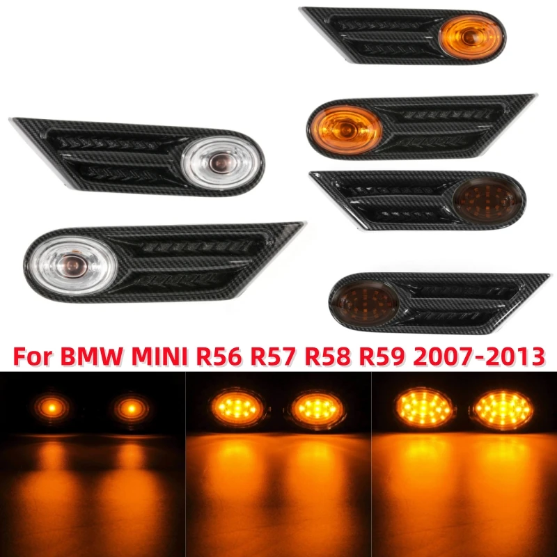 1Pair Car Flowing LED Side Marker Light LED Turn Signal Blinker Lamp  Car Indicator Light For BMW MINI R56 R57 R58 R59 2007-2013